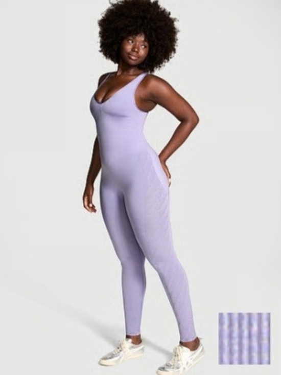 PINK Victoria's Secret Pants - PINK Victorias Secret Satin Seamless Plunge Workout Onesie Size M